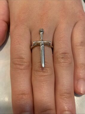 Silver cat Sword🗡️Dagger Ring - Minimalist Statement unisex